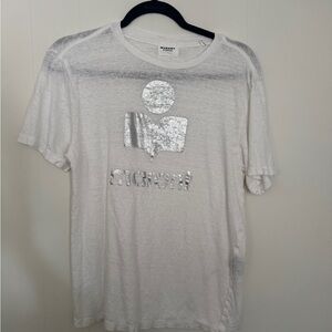 Isabel Marant White Tee with Silver Graphic